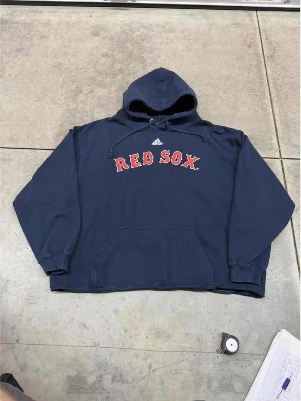 vintage adidas boston red sox navy spell out hoodie size xl